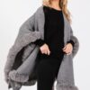 Faux Fur-Trim Cape with Clasp Closure – Midweight Layer