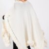 Faux Fur-Trim Cape with Clasp Closure – Midweight Layer
