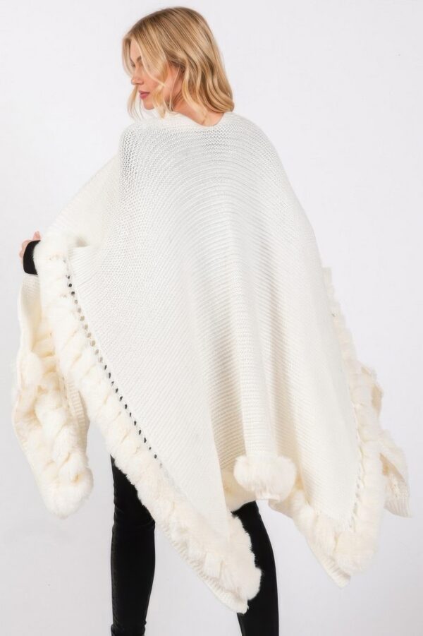 Faux Fur-Trim Cape with Clasp Closure – Midweight Layer