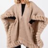 Faux Fur-Trim Cape with Clasp Closure – Midweight Layer