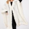 Faux Fur-Trim Cape with Oversized Collar