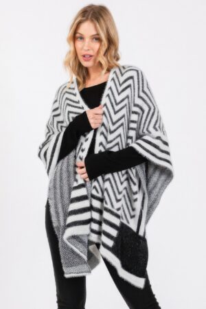Fuzzy Chevron Ruana – Midweight Open Wrap