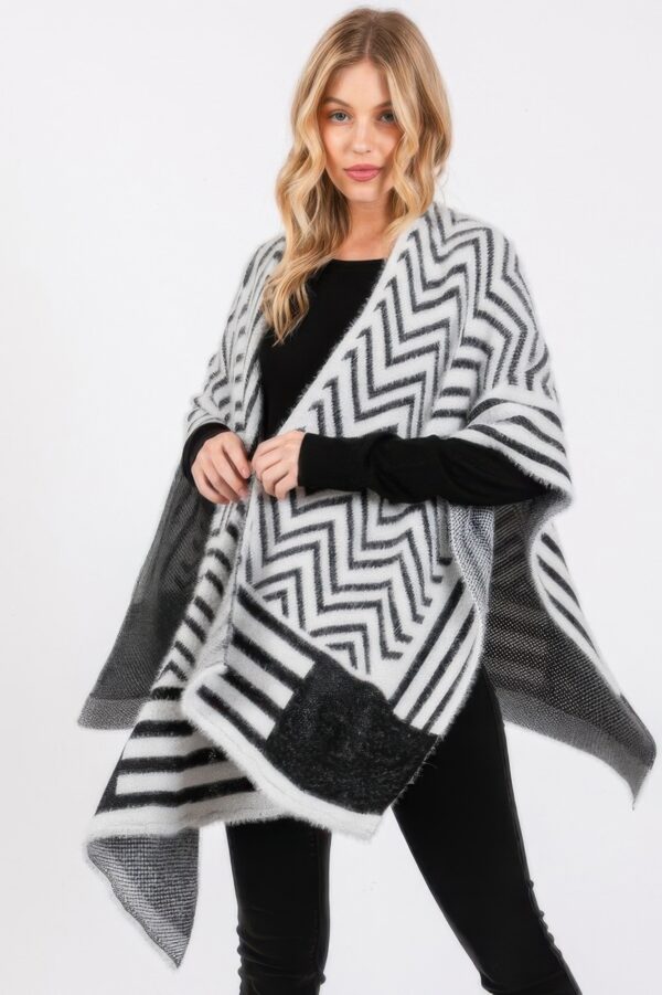 Fuzzy Chevron Ruana – Midweight Open Wrap