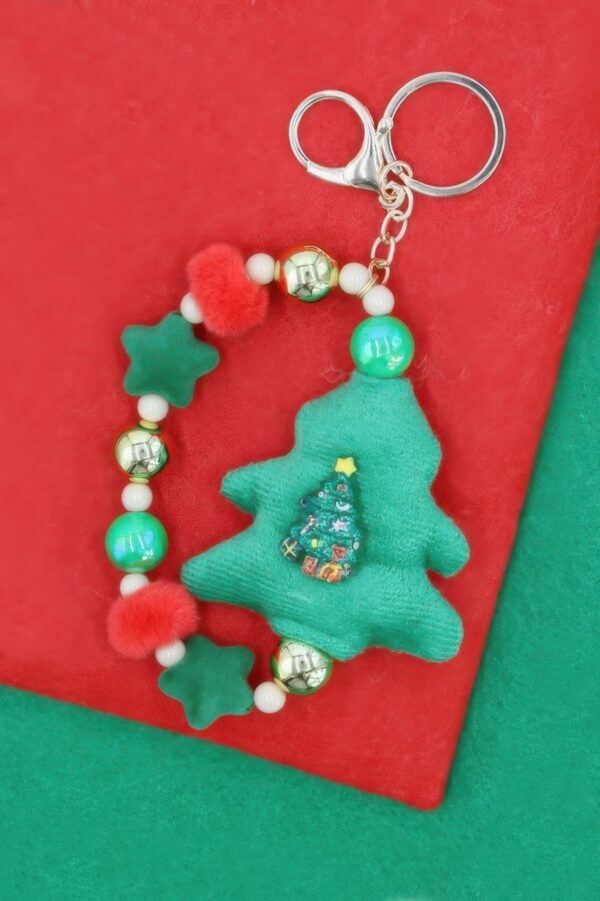Jingle Tree Christmas Keychain with Bell Charm