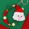 Santa Ribbon Holiday Keychain with Santa Charm