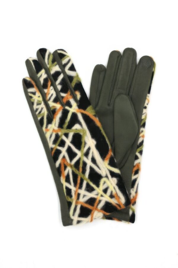 Geometric Embroidered Smart Touch Gloves – Multicolor