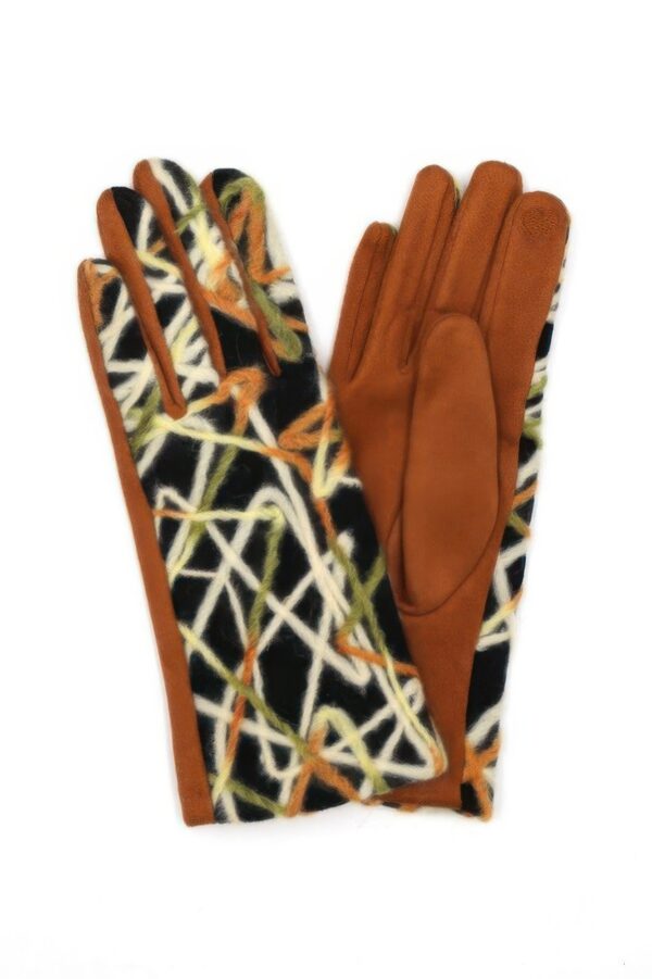 Geometric Embroidered Smart Touch Gloves – Multicolor