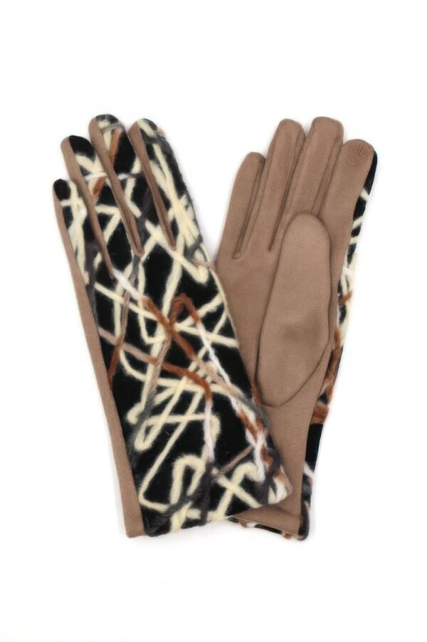 Geometric Embroidered Smart Touch Gloves – Multicolor
