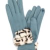 Smart Touch Gloves with Leopard Faux Fur Cuff