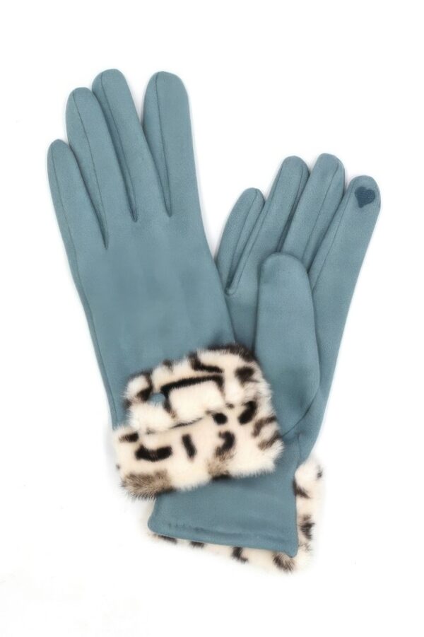 Smart Touch Gloves with Leopard Faux Fur Cuff