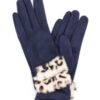 Smart Touch Gloves with Leopard Faux Fur Cuff