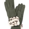 Smart Touch Gloves with Leopard Faux Fur Cuff