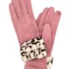 Smart Touch Gloves with Leopard Faux Fur Cuff