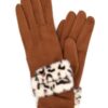 Smart Touch Gloves with Leopard Faux Fur Cuff