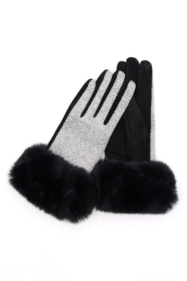 Faux Fur Cuff Smart Touch Gloves – Mixed Color