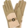 Smart Touch Cable-Knit Gloves with Contrast Band
