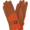 Smart Touch Cable-Knit Gloves with Contrast Band