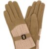 Smart Touch Cable-Knit Gloves with Contrast Band