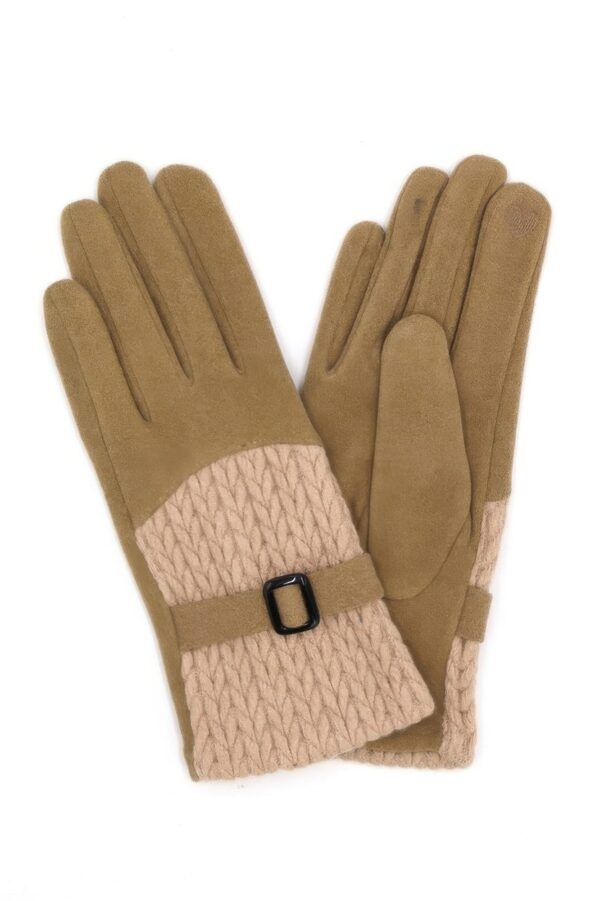 Smart Touch Cable-Knit Gloves with Contrast Band