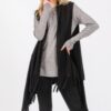 Lightweight Embossed Dotted-Line Tassel Knit Vest