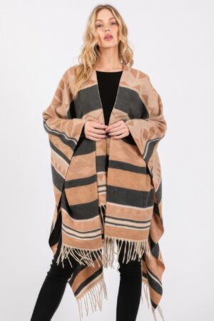 Aztec Fringe Ruana – Lightweight Polyester Wrap