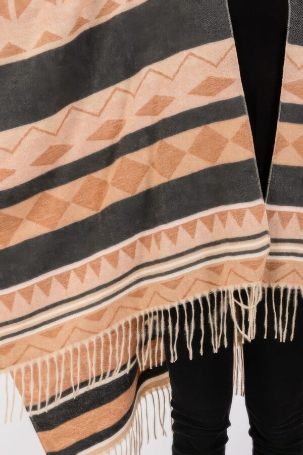 Aztec Fringe Ruana – Lightweight Polyester Wrap