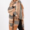 Aztec Fringe Ruana – Polyester Open-Front Wrap