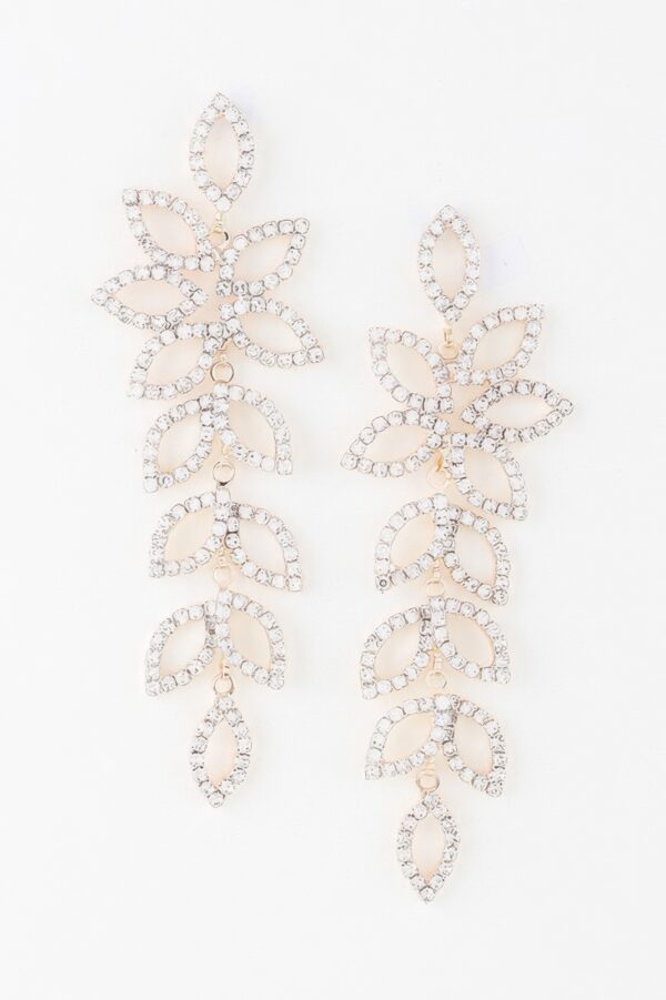 Gem-Accented Flower Petal Drop Earrings