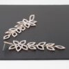 Gem-Accented Flower Petal Drop Earrings