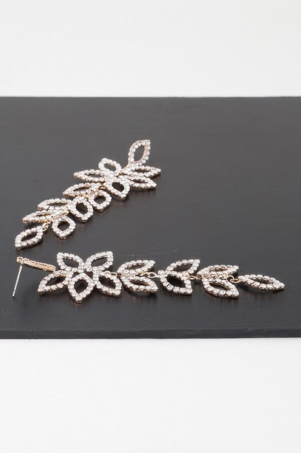 Gem-Accented Flower Petal Drop Earrings