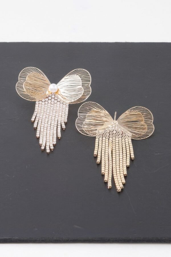 Butterfly Wing Earrings with Delicate Fringe Accent