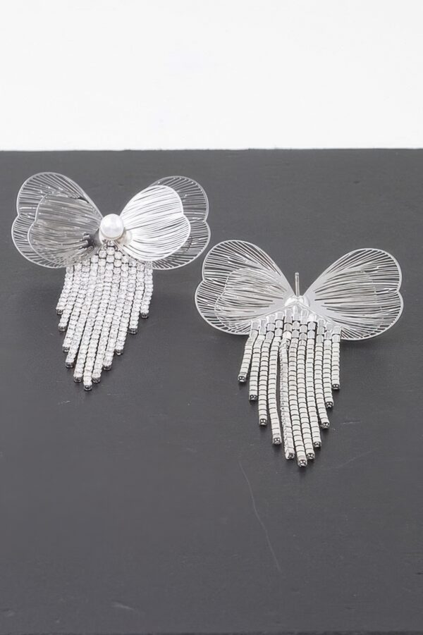 Butterfly Wing Earrings with Delicate Fringe Accent