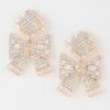 Rhinestone Bow Drop Earrings – Mid-Length Sparkle