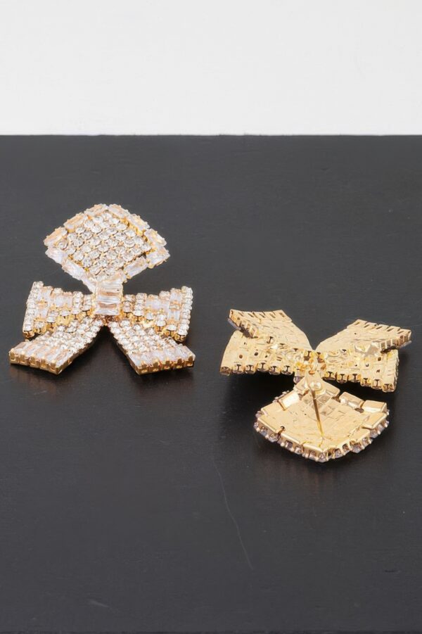 Rhinestone Bow Drop Earrings – Mid-Length Sparkle
