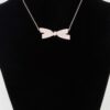 Faux Pearl Bow Necklace – Polished Bow Accent