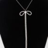 Rhinestone Bow Necklace – 16″ Dainty Crystal Bow