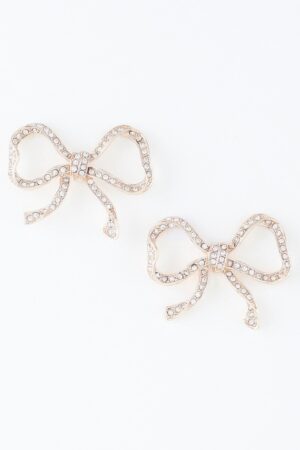 Rhinestone Bow Stud Earrings – Sparkling Bow Accent