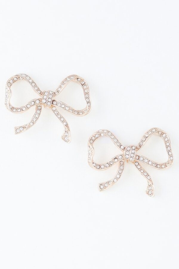 Rhinestone Bow Stud Earrings – Sparkling Bow Accent