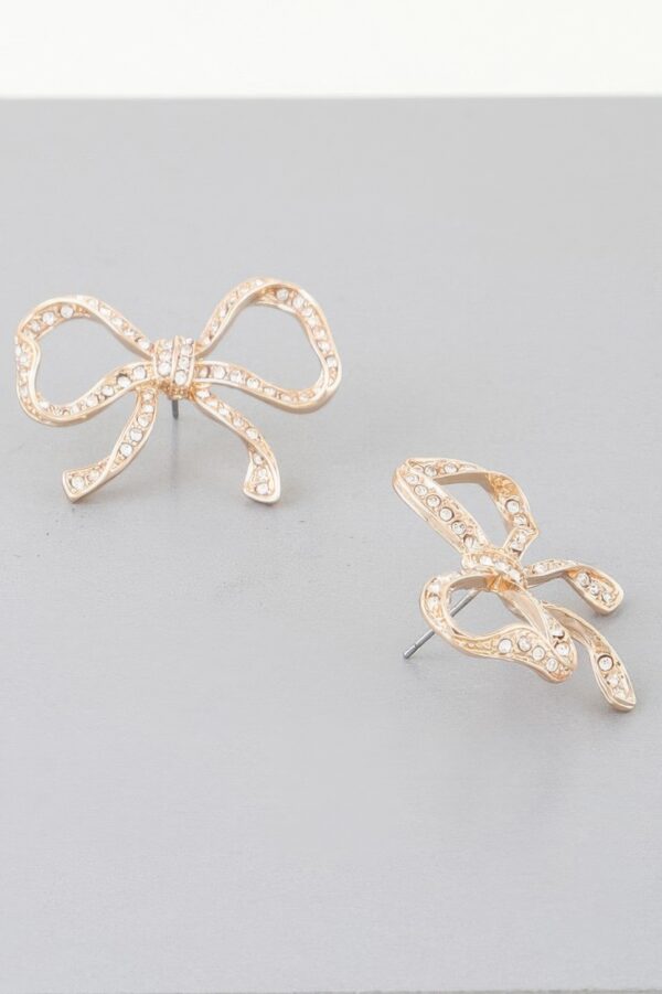 Rhinestone Bow Stud Earrings – Sparkling Bow Accent