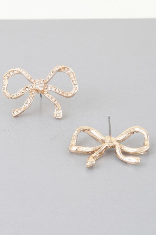 Rhinestone Bow Stud Earrings – Sparkling Bow Accent