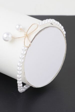 Faux Pearl Bow Bracelet – Delicate Bow Accent