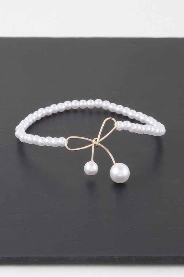 Faux Pearl Bow Bracelet – Delicate Bow Accent