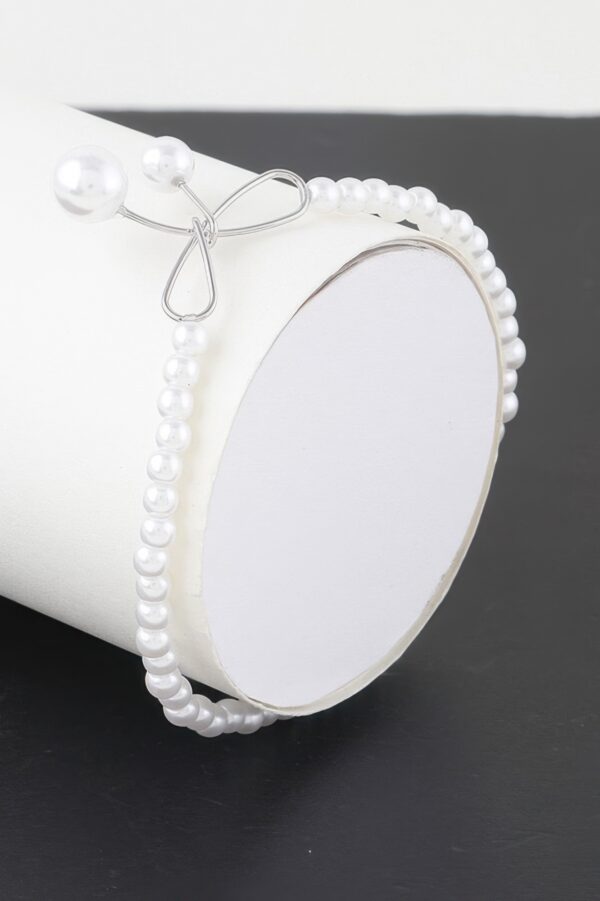 Faux Pearl Bow Bracelet – Delicate Bow Accent