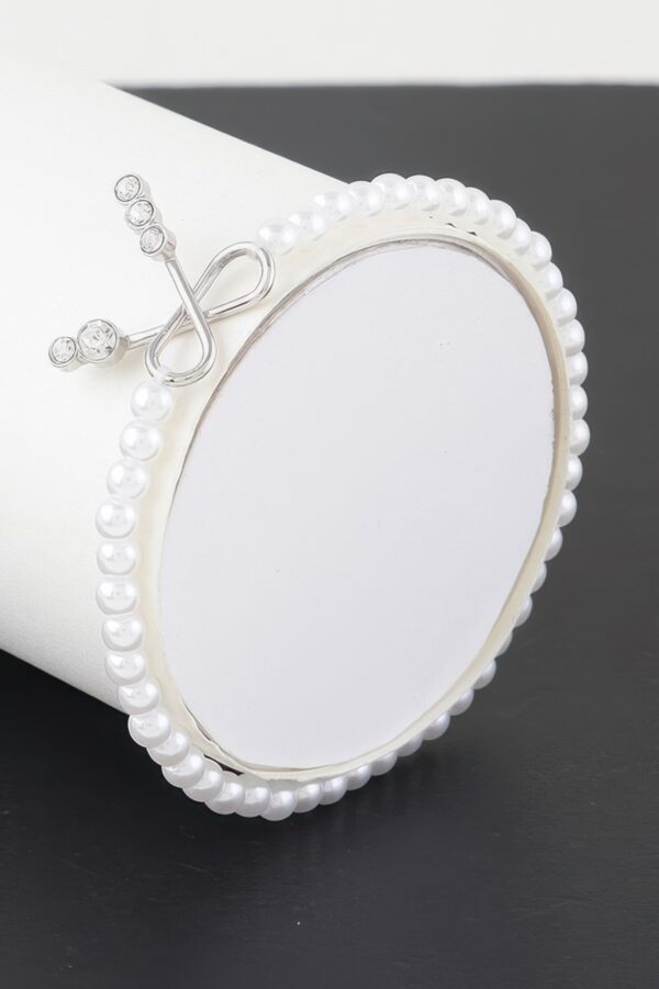Faux Pearl Bracelet with Rhinestone Bow Accent