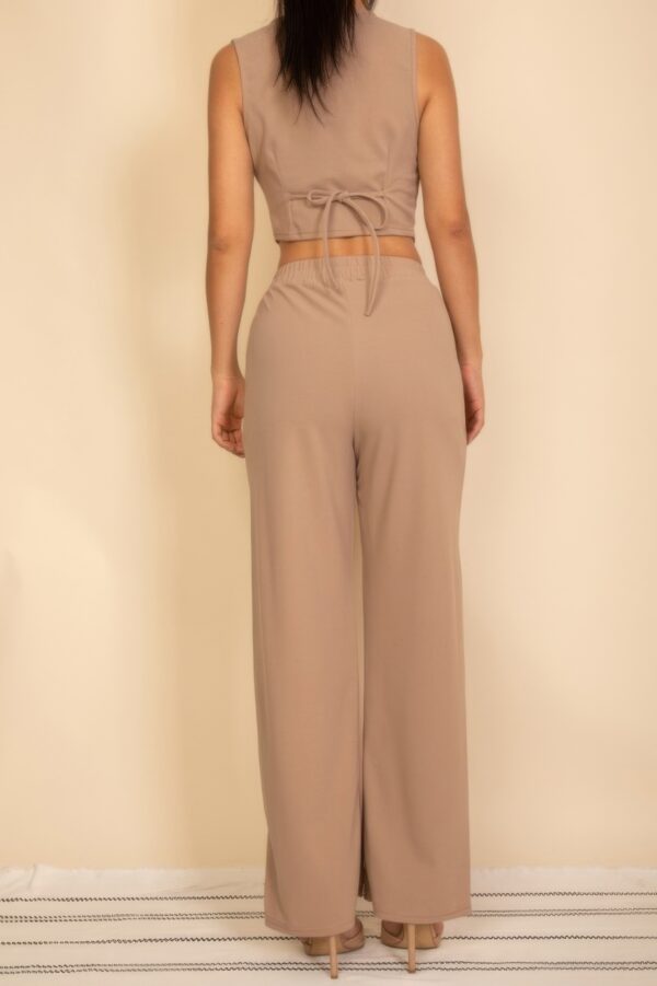 Tailored Button-Front Vest & Wide-Leg Pants Set