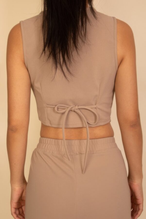 Tailored Button-Front Vest & Wide-Leg Pants Set