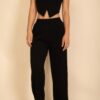 Tailored Button-Front Vest & Wide-Leg Pants Set
