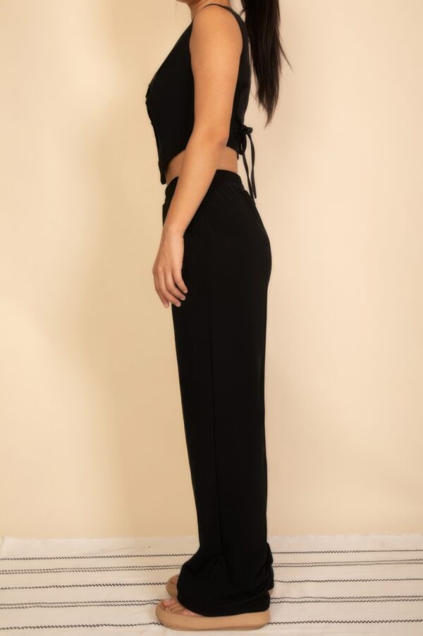 Tailored Button-Front Vest & Wide-Leg Pants Set
