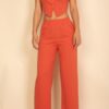 Tailored Button-Front Vest & Wide-Leg Pants Set