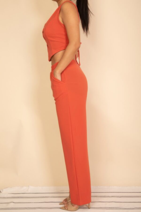 Tailored Button-Front Vest & Wide-Leg Pants Set